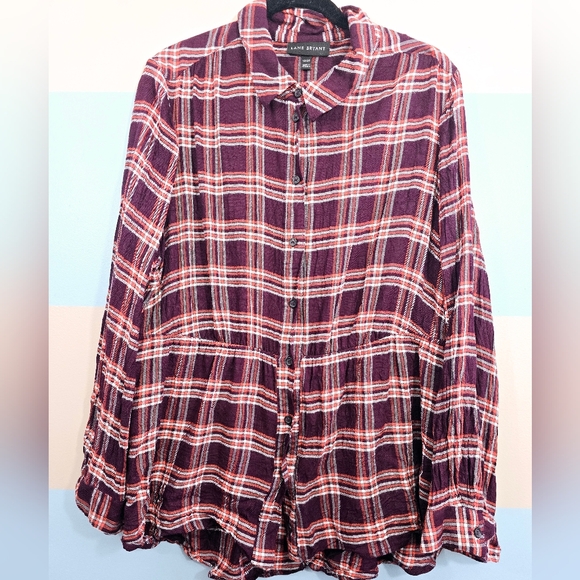 Lane Bryant Plus Size No Peak Button Front Flannel - Picture 2 of 8